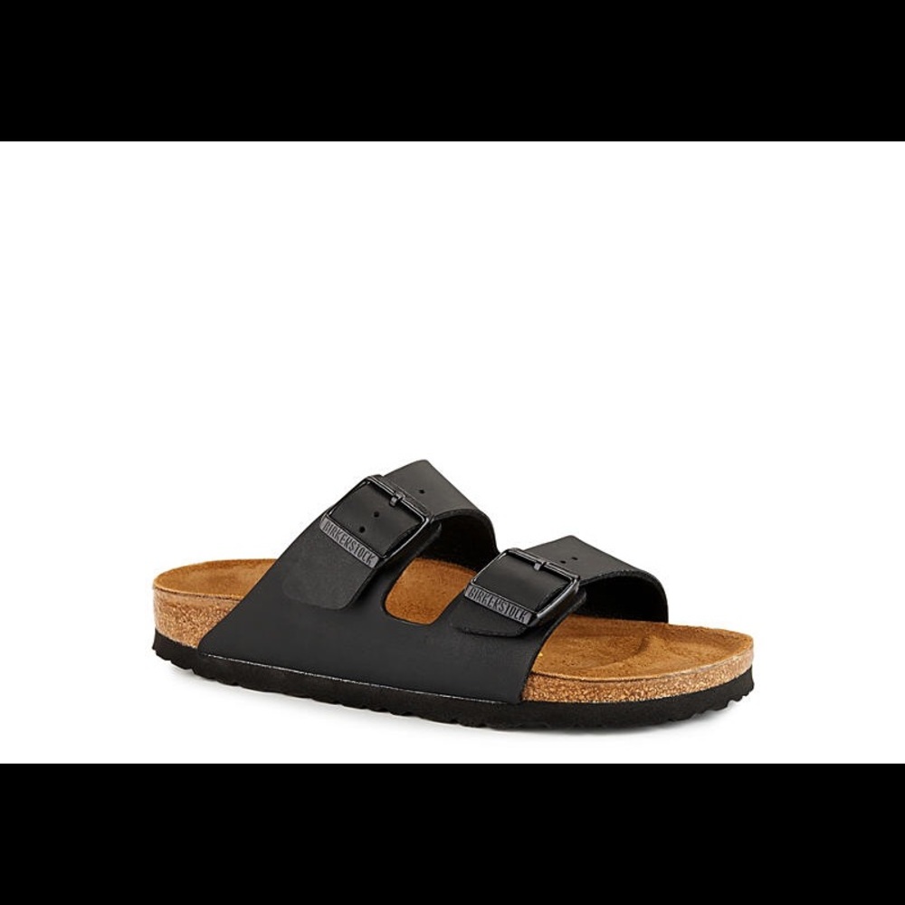 Black leather Birkenstocks